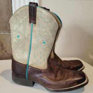 Ariat Gold and Brown Heeled Boots